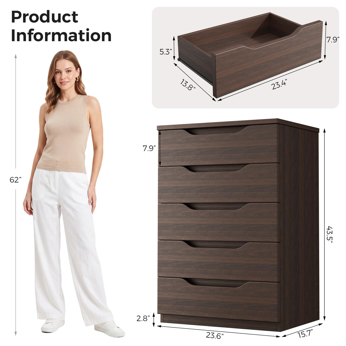 Brown 5 Drawer Dresser X96587