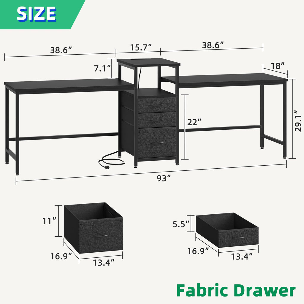 Two Person Desk with Charging Station U6792