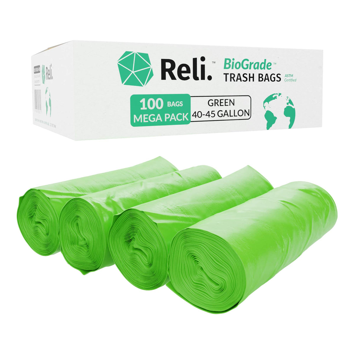 Biodegradable 40-45 Gallon Trash Bags 100 Count L455