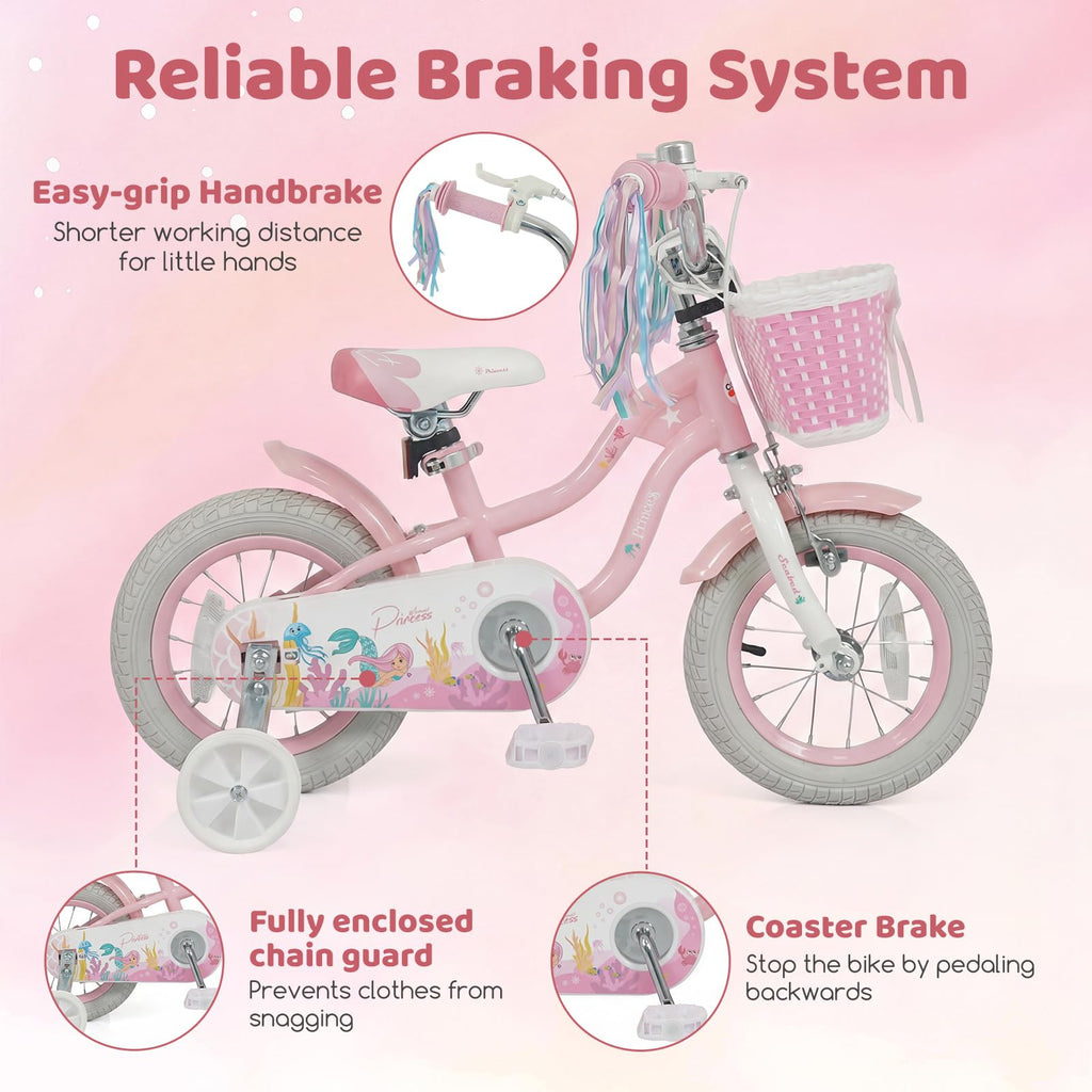 Kids Bike with Basket and Training Wheels X295646