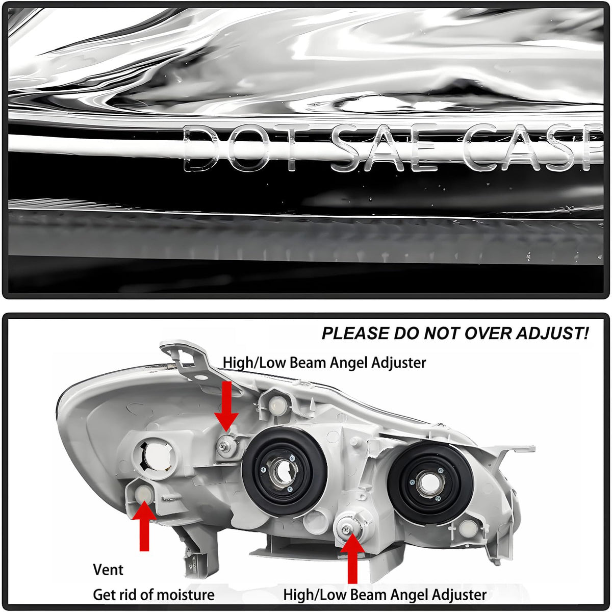 Chrome Amber Headlight Assembly Set S221230