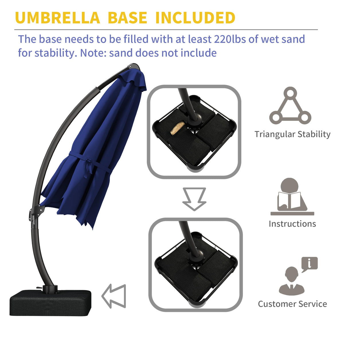 12ft Cantilever Patio Umbrella with Base and Cover R677874