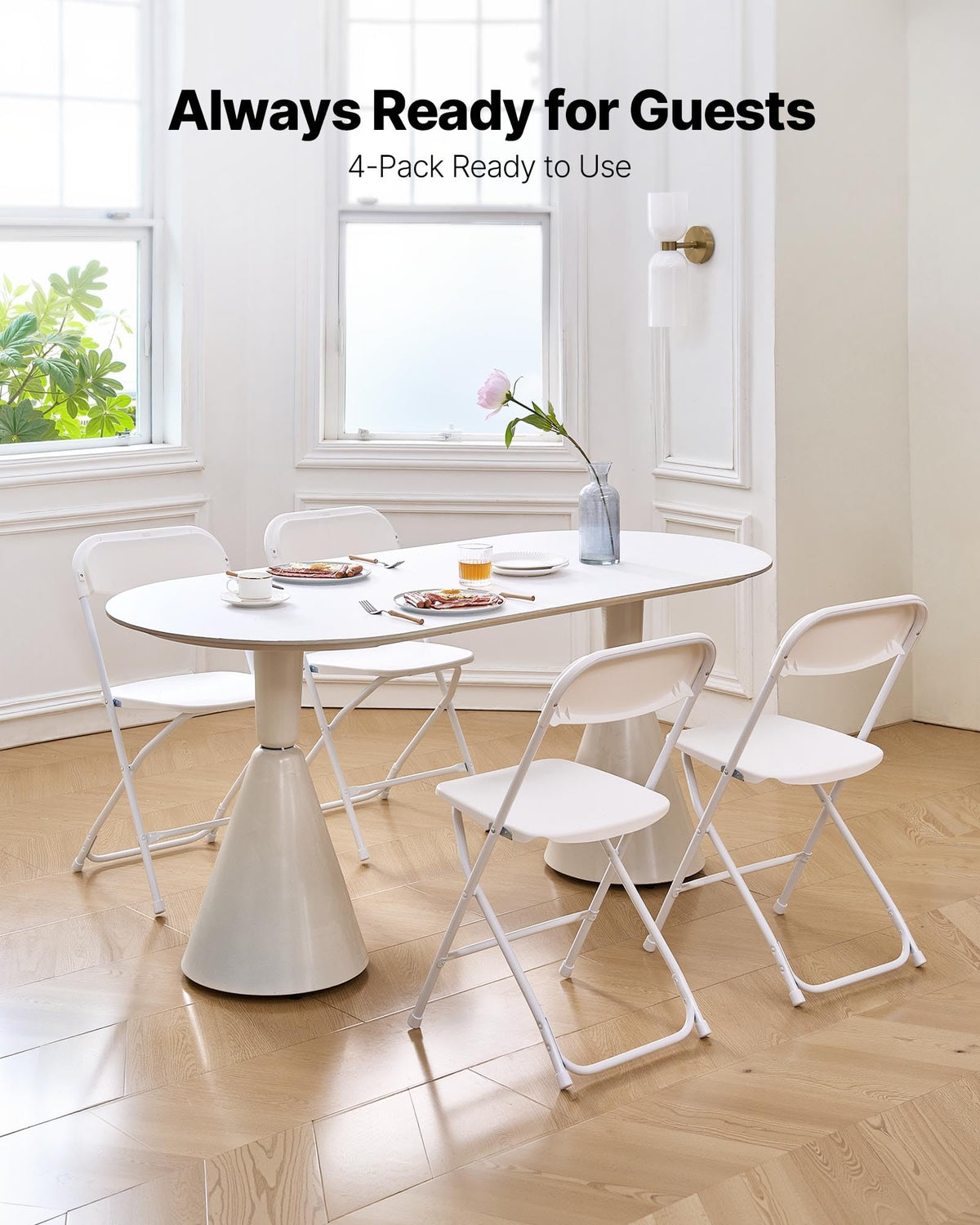 4 Pack Folding Plastic Chairs with Metal Frame D1063