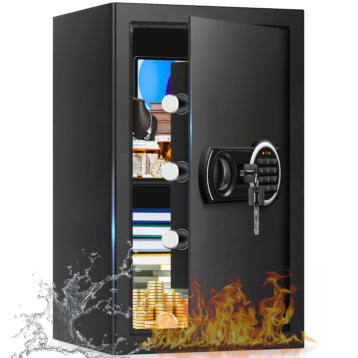 3.3 Cuft Water and Fireproof Safe with Digital Keypad & Key Lock N531