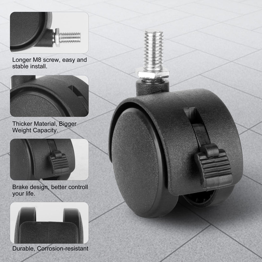 1.5 Inch Swivel Stem Caster Wheels with Locking Brake 4 Pack P758868