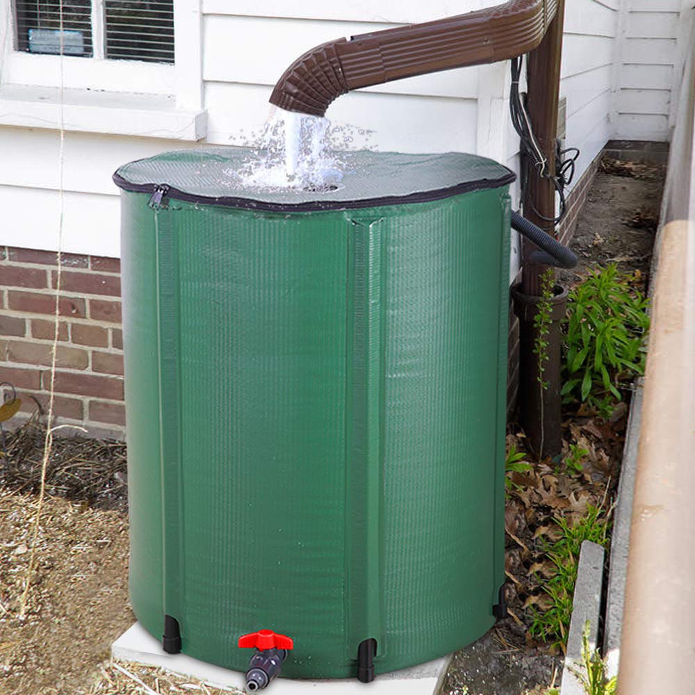 Collapsible 50 Gallon Green Rain Barrel V232445