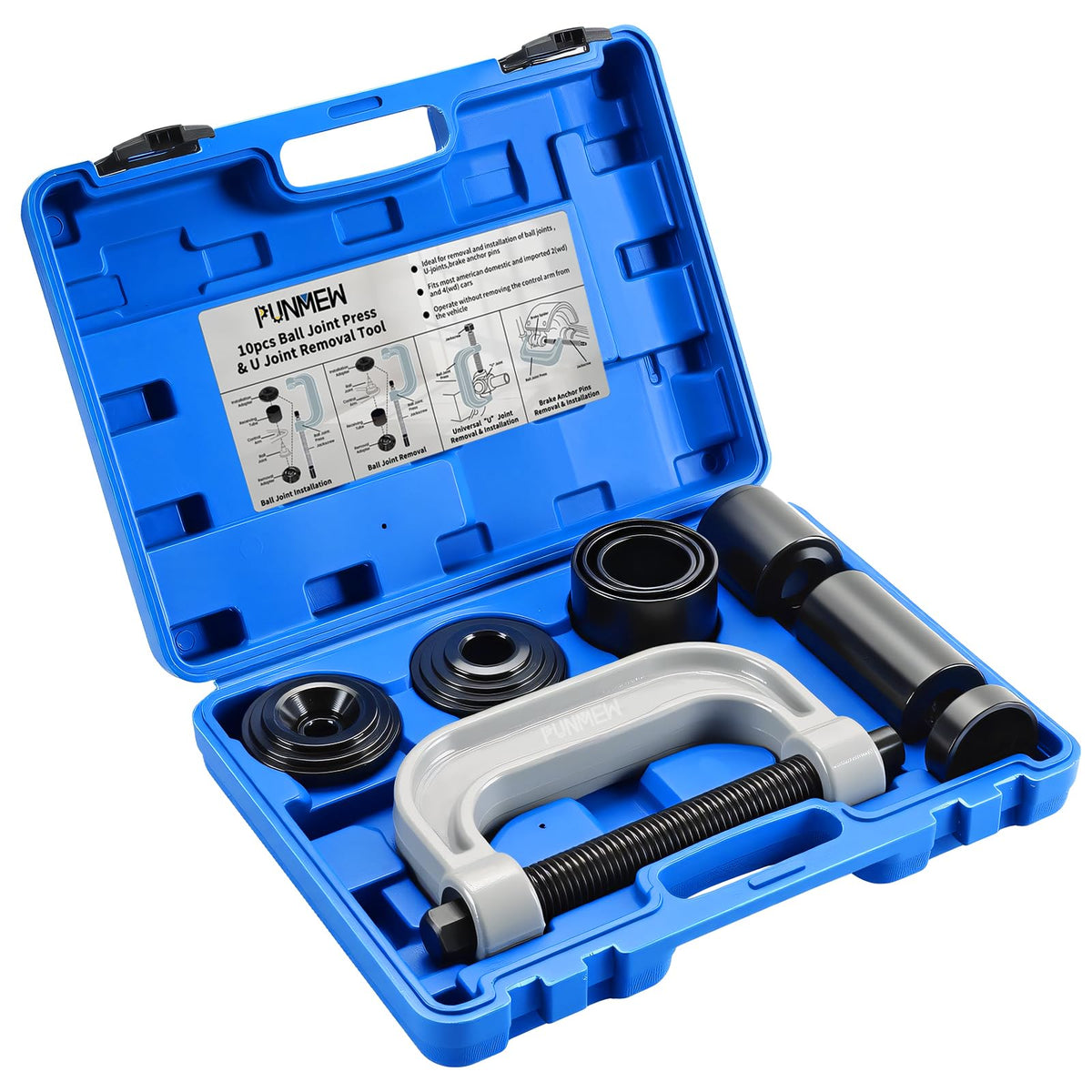 10 pcs Ball Joint Press & U Joint Removal Tool Kit with 4 * 4 Adapters A8730