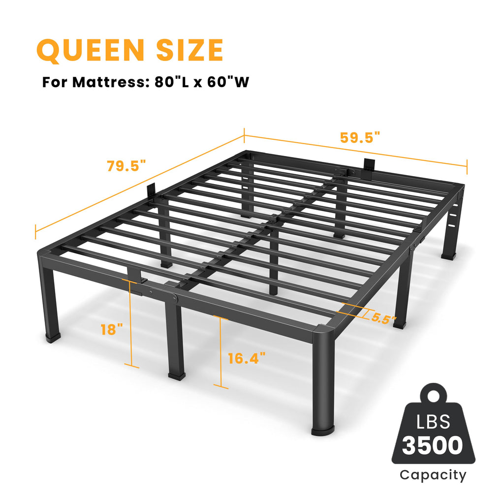 18 Inch Queen Size Metal Platform Bed Frame L7906
