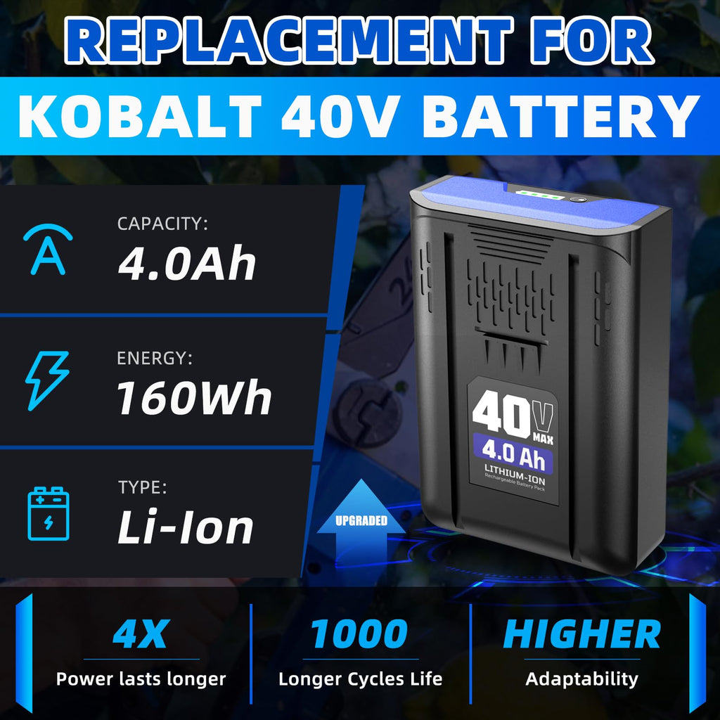 40V Max 4Ah Lithium-ion Battery Replacement X496