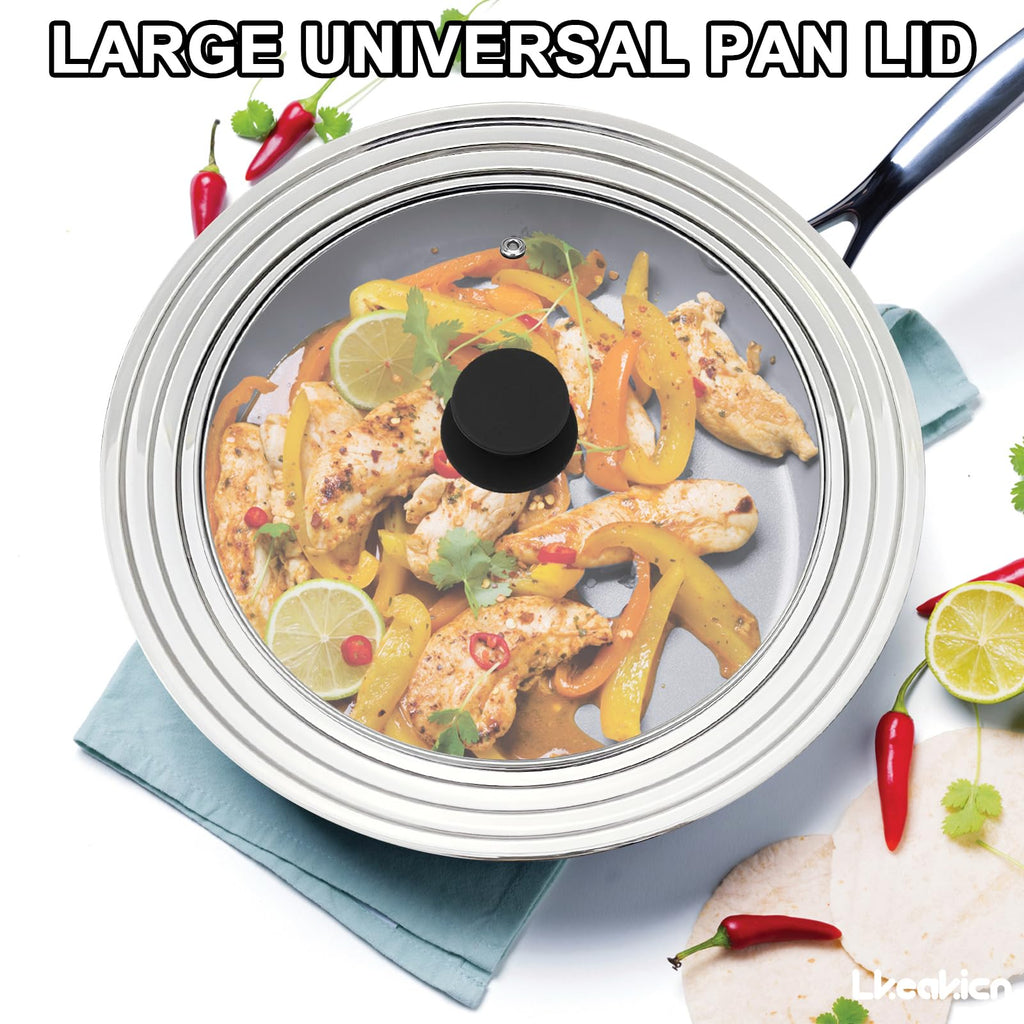 13 Inch Stainless Steel and Tempered Glass Pan Lid B233