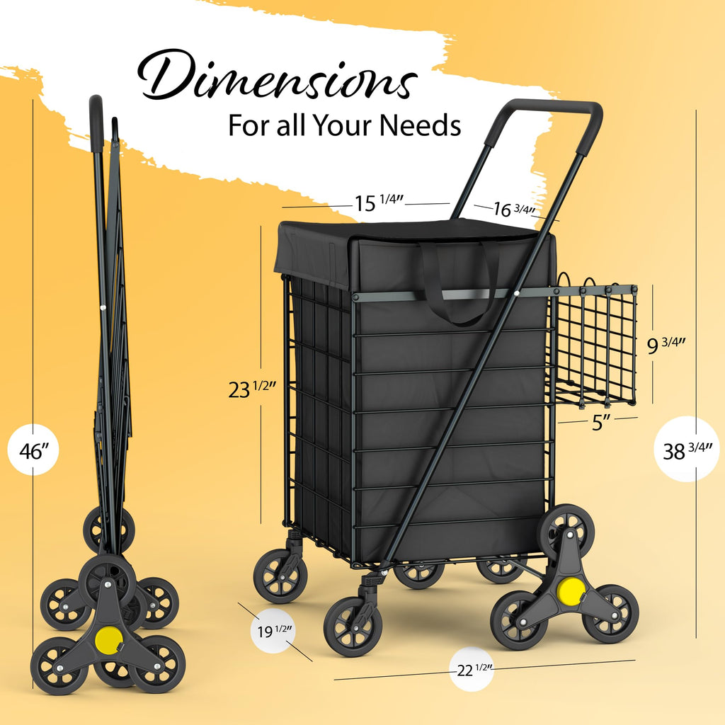 Foldable Lightweight Shopping Cart with Swivel Wheels & Basket Liner V2117