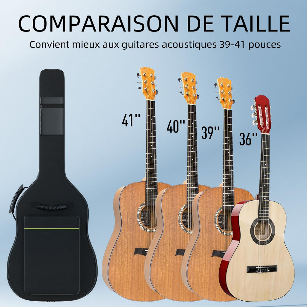 Black Acoustic Guitar Gig Bag with 0.35 Inch Foam Padding J9389