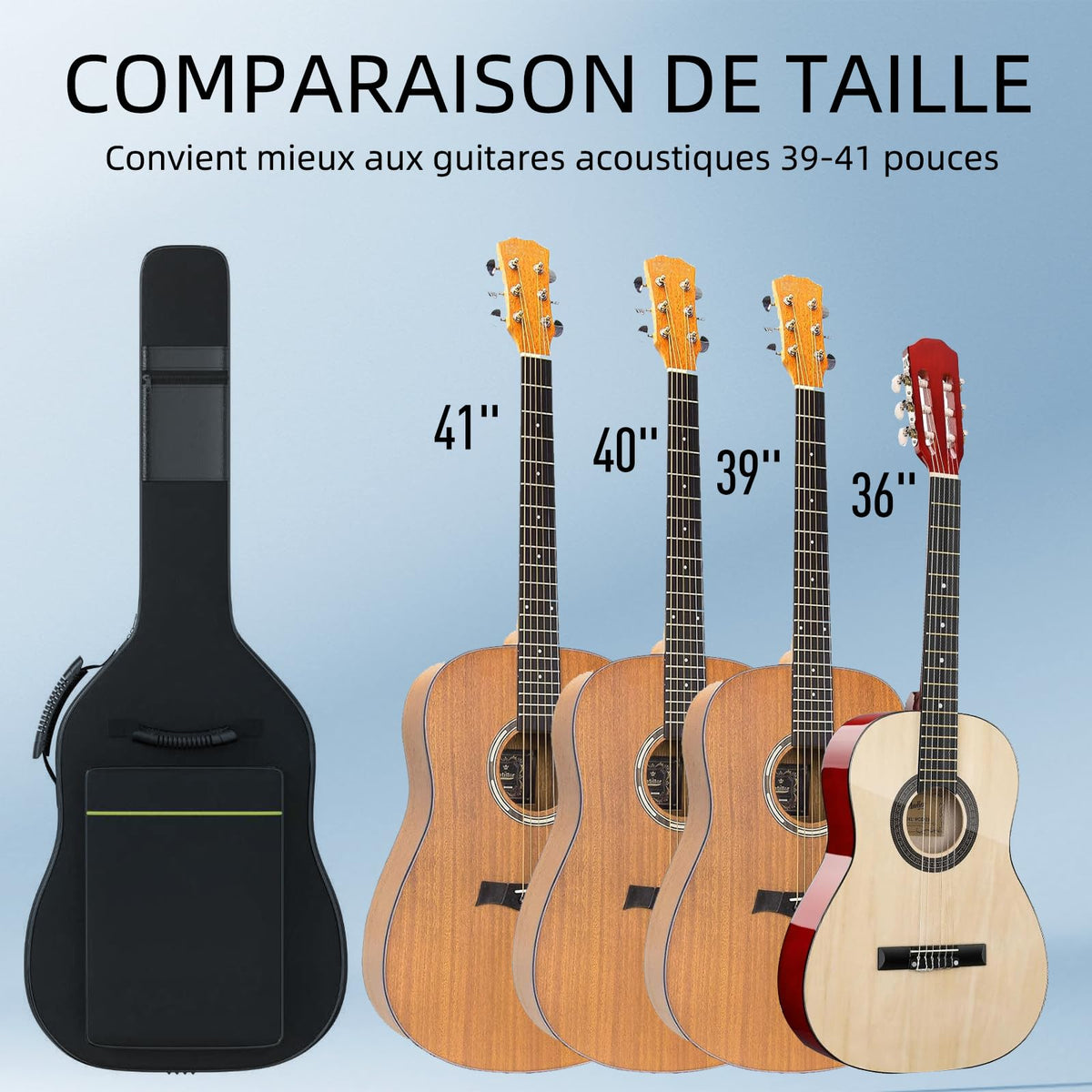 Black Acoustic Guitar Gig Bag with 0.35 Inch Foam Padding J9389