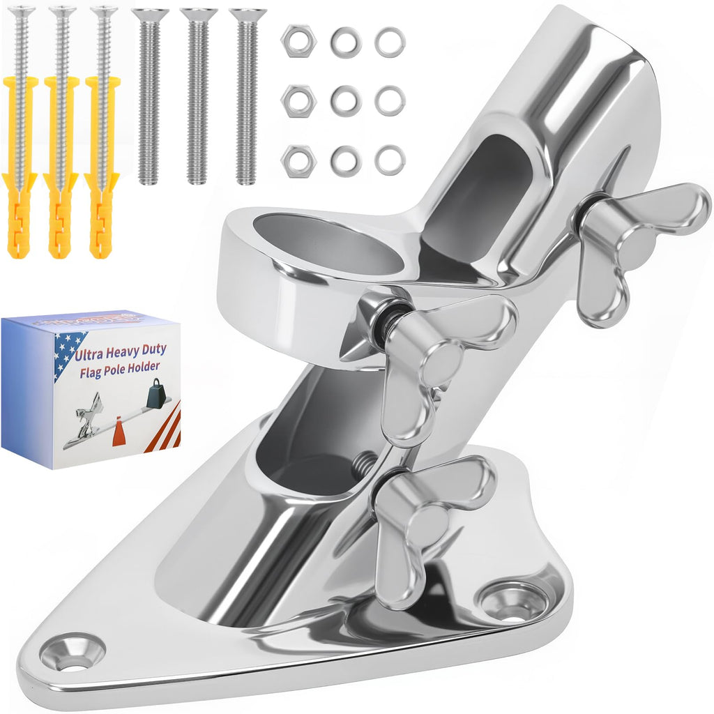 316 Stainless Steel Flag Pole Holder, 2 Position 1 in I814
