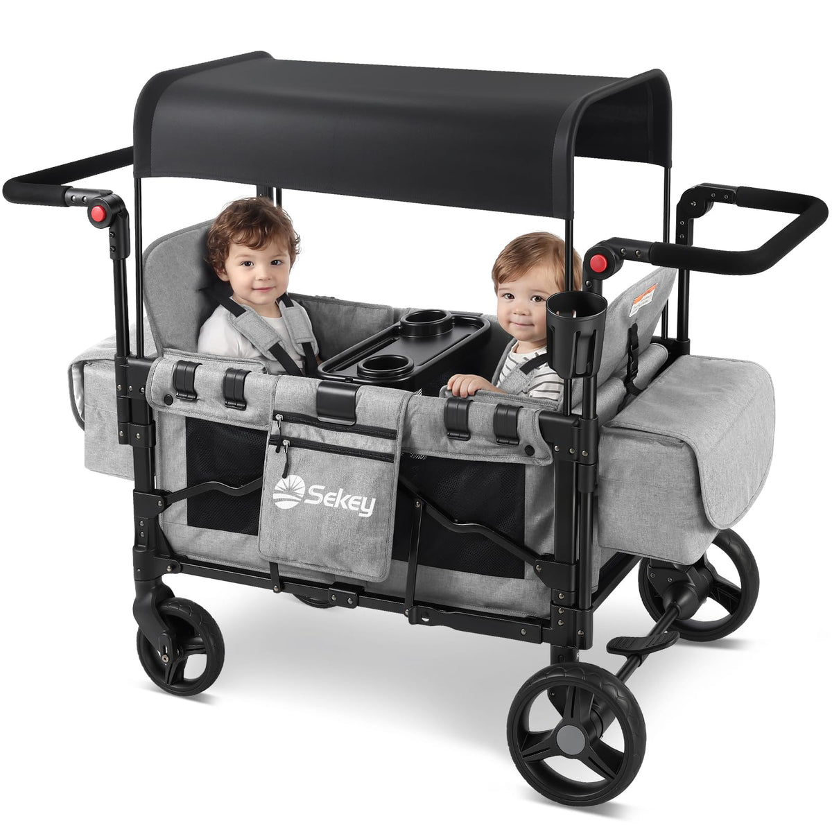 4-in-1 Wagon Stroller with Convertible Seats and Canopy S25919