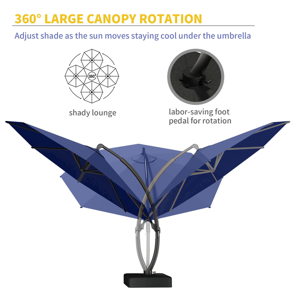 12ft Cantilever Patio Umbrella with Base and Cover R677874