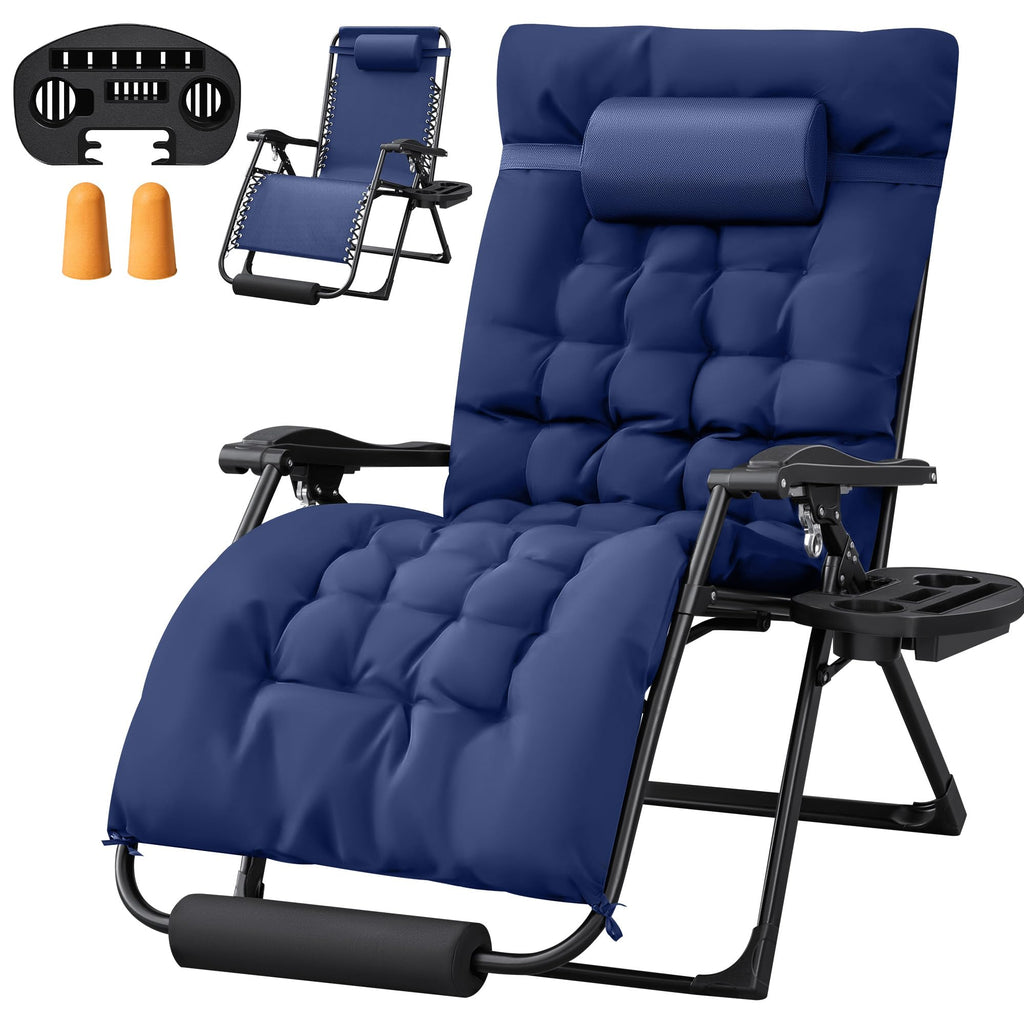 Oversized Blue Zero Gravity Chair with Cushion and Cup Holder X439959