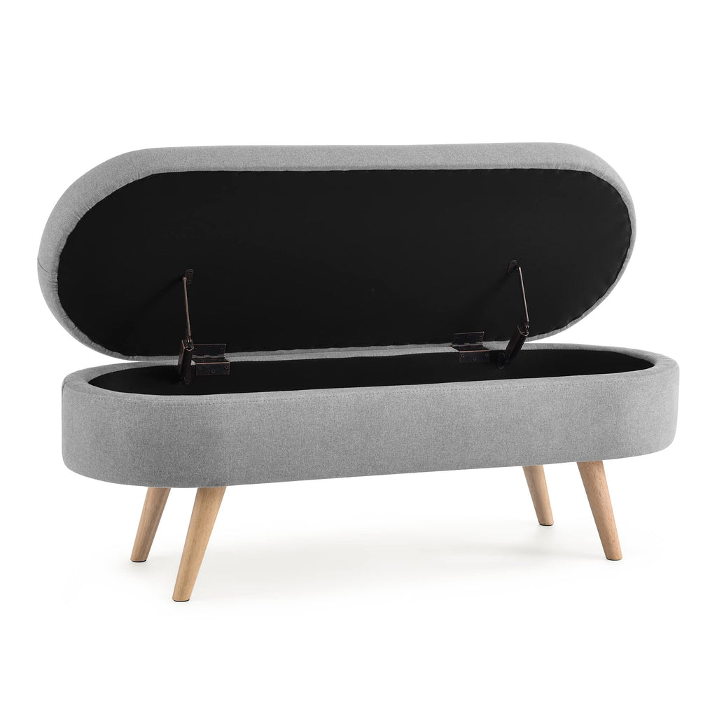 43.5" Oval Storage Bench Linen Fabric E63042
