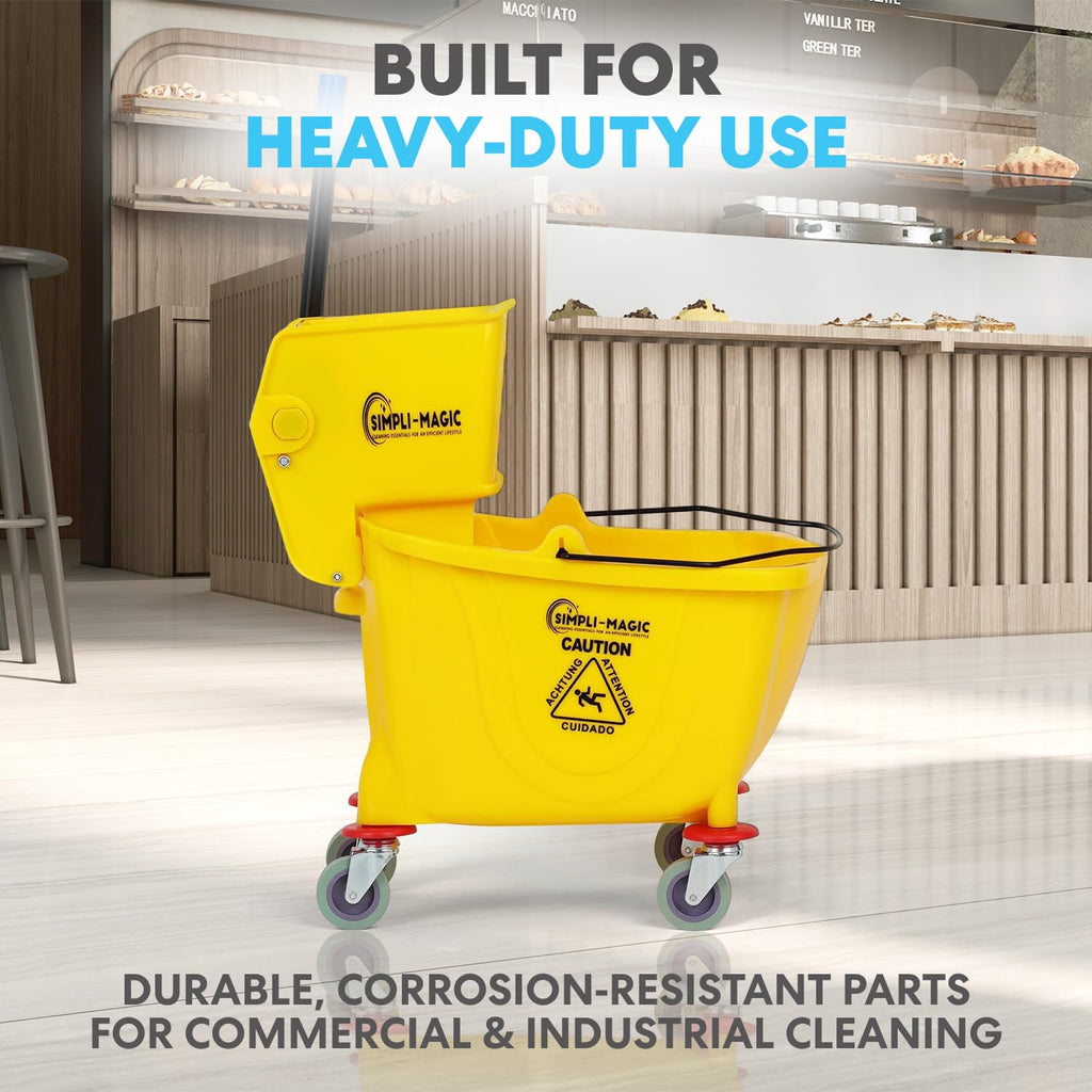 Yellow 35 Quart Commercial Mop Bucket on Wheels S368