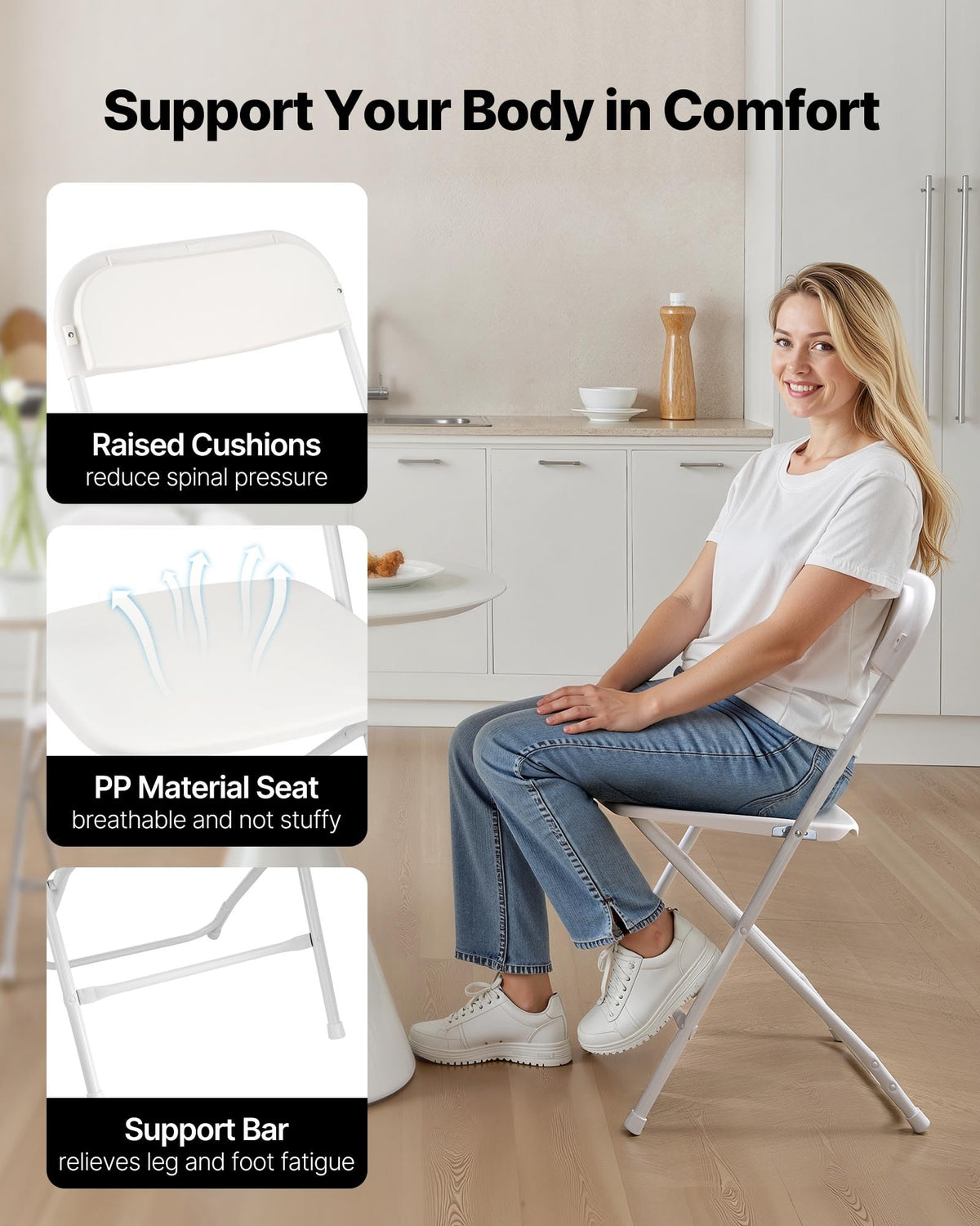 4 Pack Folding Plastic Chairs with Metal Frame D1063