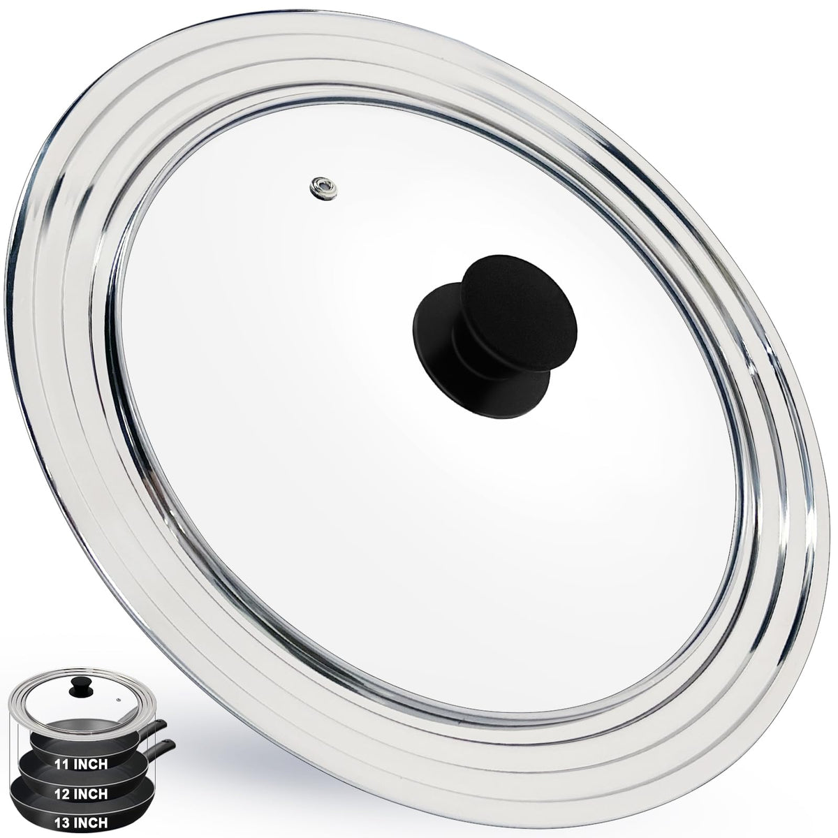13 Inch Stainless Steel and Tempered Glass Pan Lid B233
