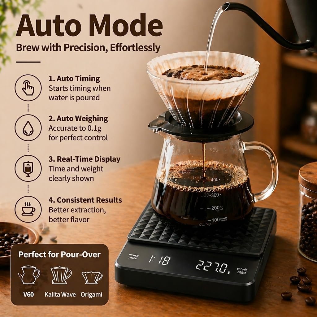 Rechargeable Digital Coffee Scale with Timer S571036