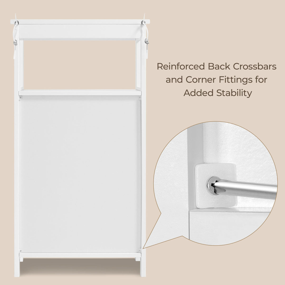 White Bathroom Storage Cabinet with Door & Open Shelf G8196