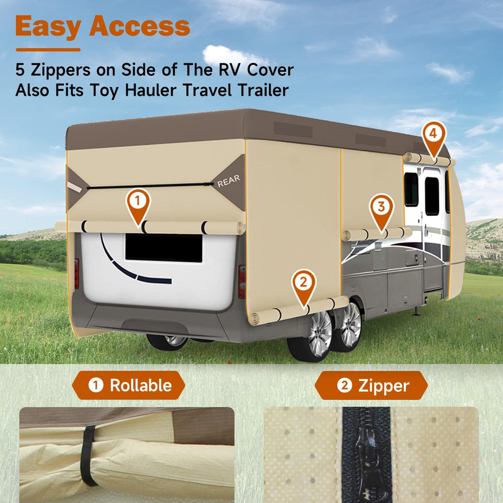 14' ~ 16' Waterproof Windproof Heavy Duty Travel Trailer RV Cover F9939