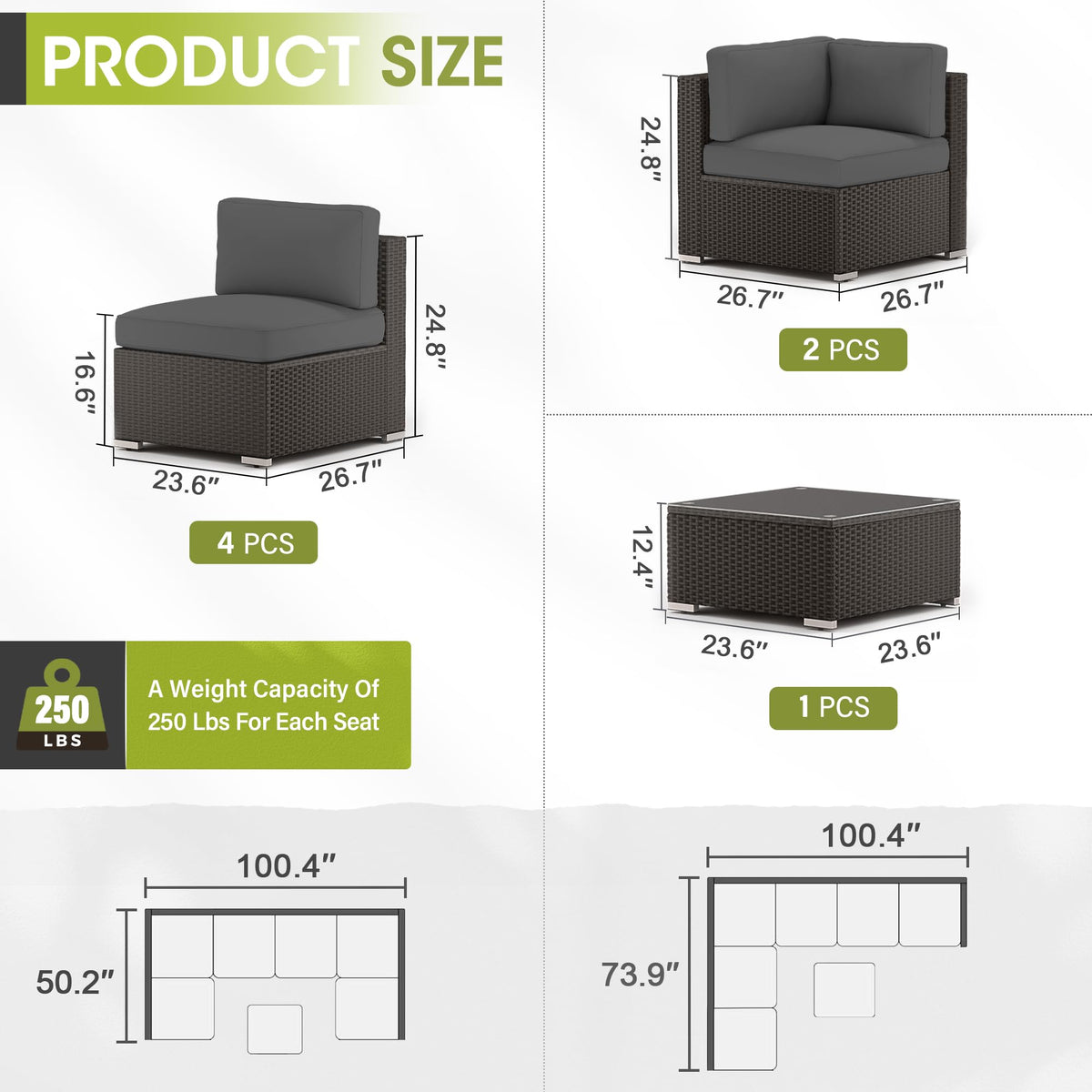 Grey 7-Piece Outdoor Patio Furniture Set M2701