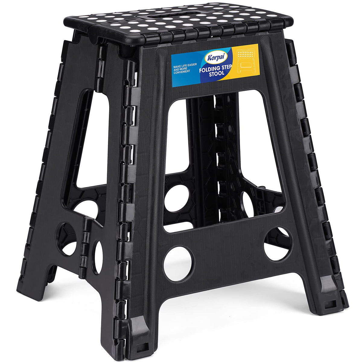 18" Non-Slip Folding Step Stool 300 lbs Black X3161