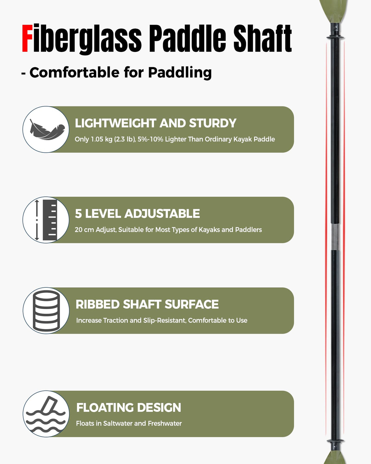 Adjustable Fiberglass Kayak Paddle D629260