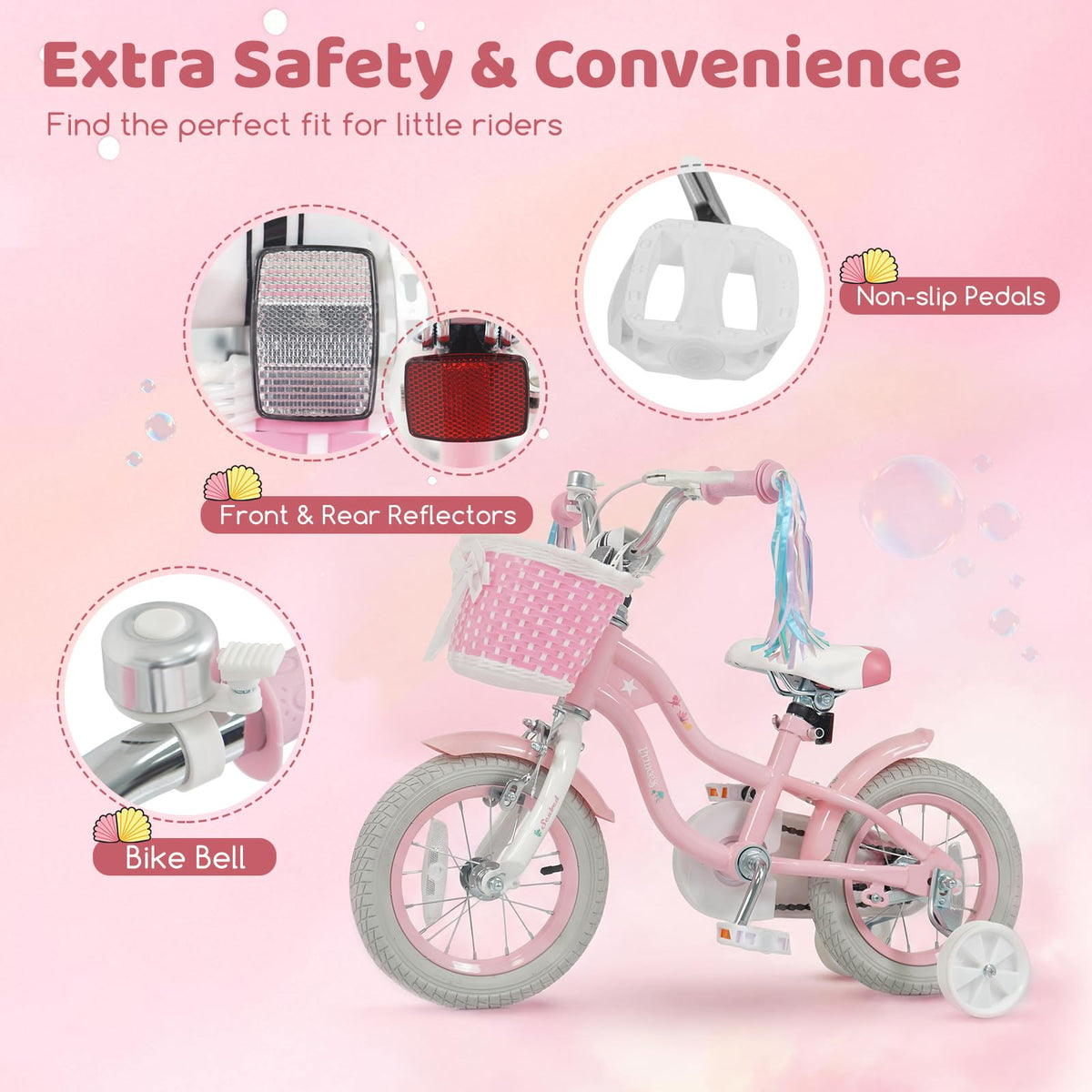 Kids Bike with Basket and Training Wheels X295646