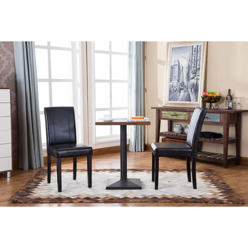 Black Faux Leather Parson Chair Set of 2 J739598
