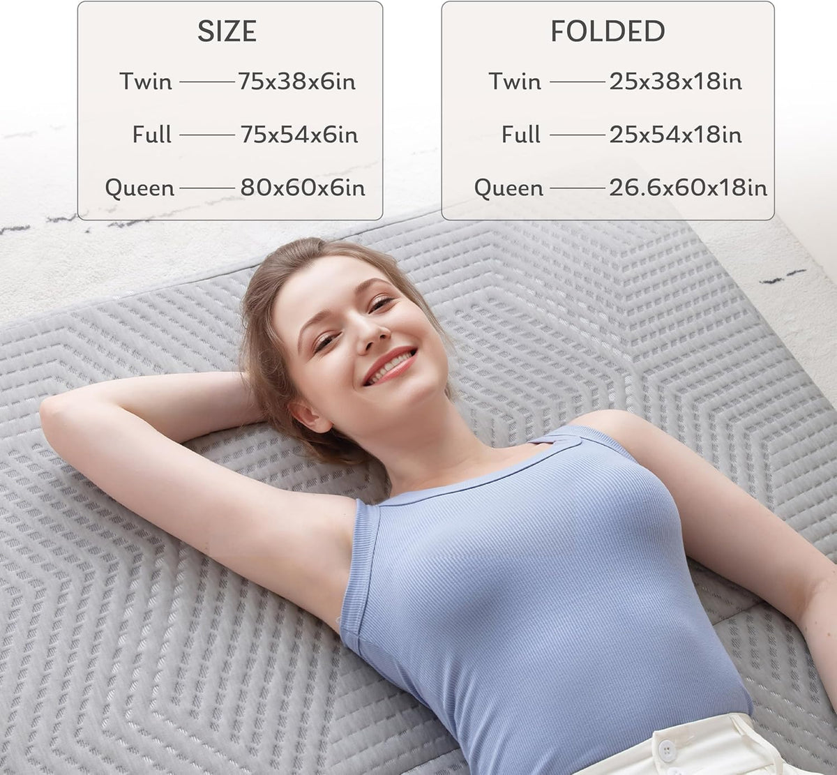 6 inch Twin Memory Foam Folding Mattress T439
