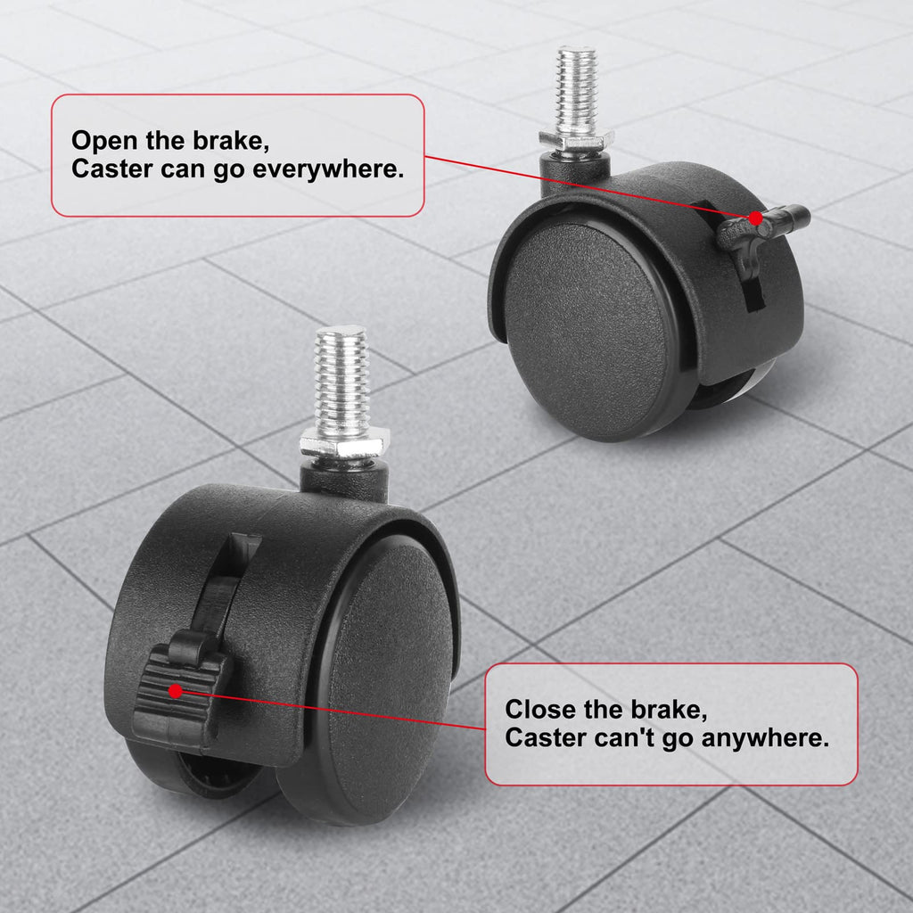 1.5 Inch Swivel Stem Caster Wheels with Locking Brake 4 Pack P758868