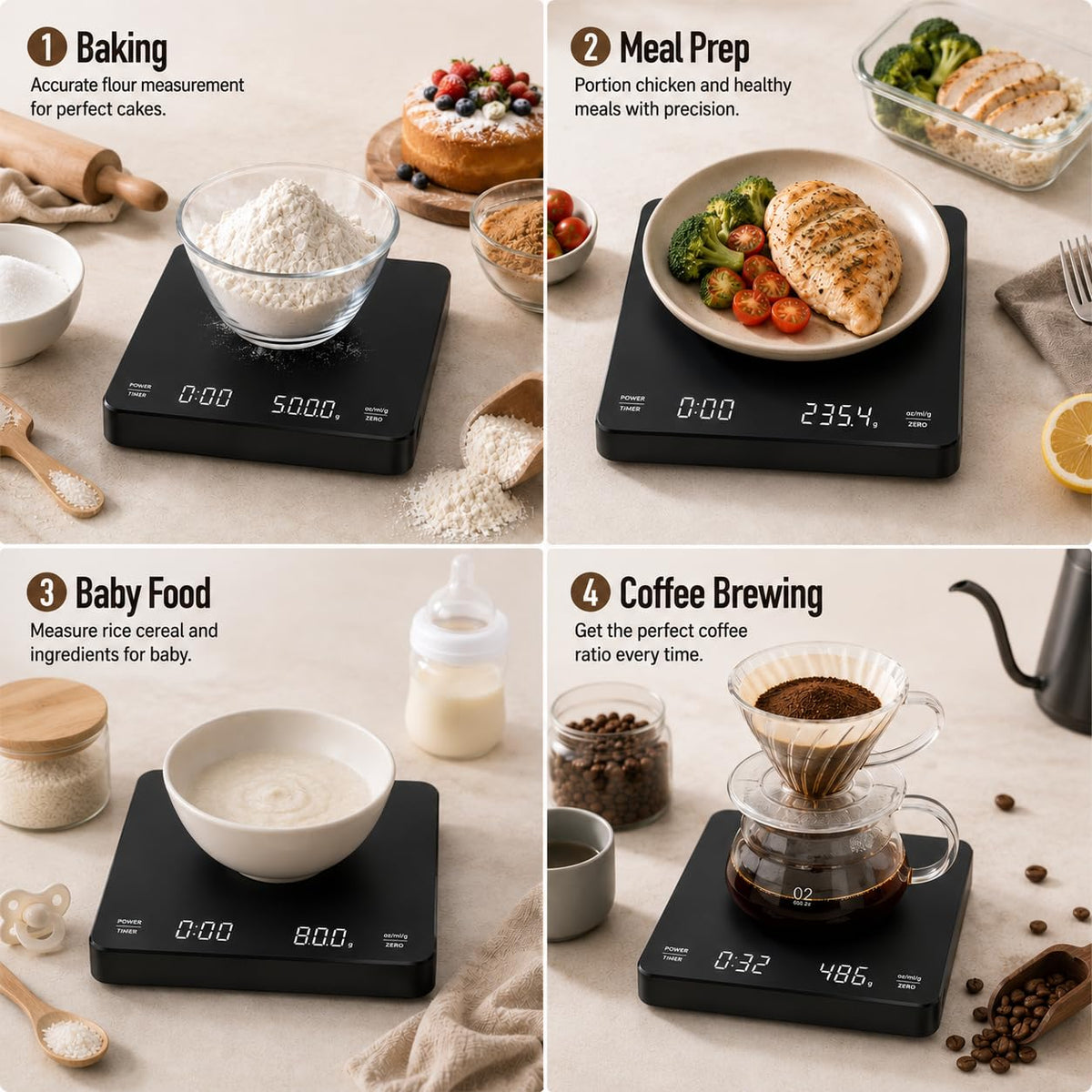 Rechargeable Digital Coffee Scale with Timer S571036