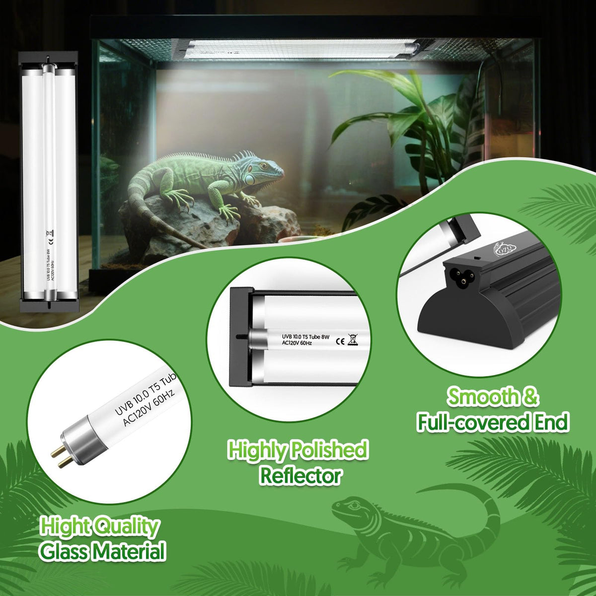 8W UVB Reptile Light Fixture Combo Kit P4110