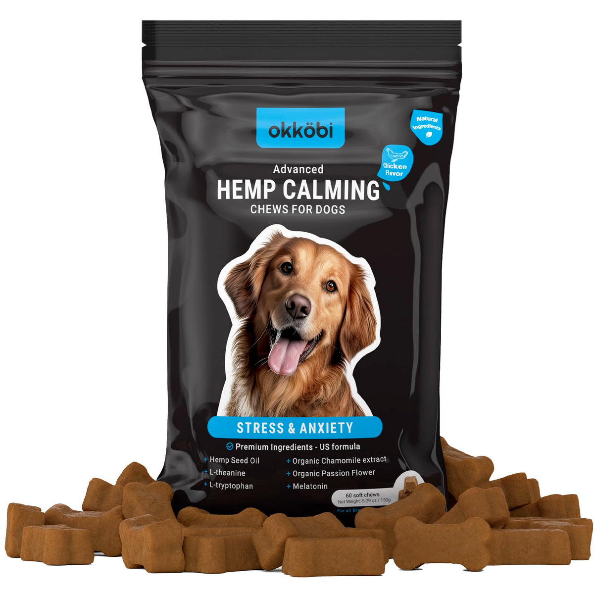 Chicken Flavor 60 Count Calming Chews for Dogs A101
