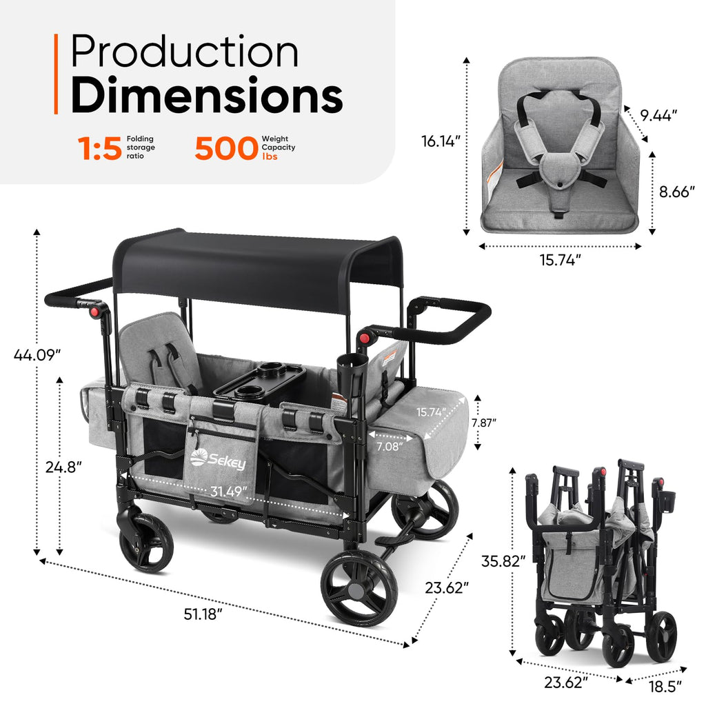 4-in-1 Wagon Stroller with Convertible Seats and Canopy S25919