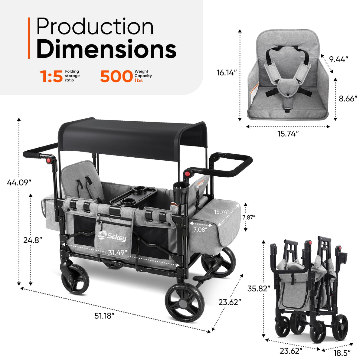 4-in-1 Wagon Stroller with Convertible Seats and Canopy S25919