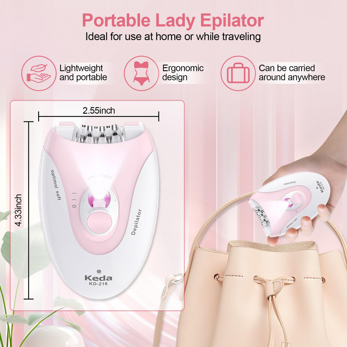 2 Speeds Rechargeable Epilator with LED Light C528