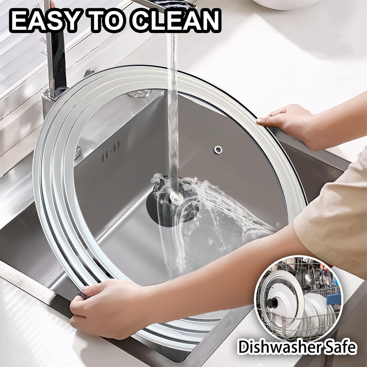 13 Inch Stainless Steel and Tempered Glass Pan Lid B233