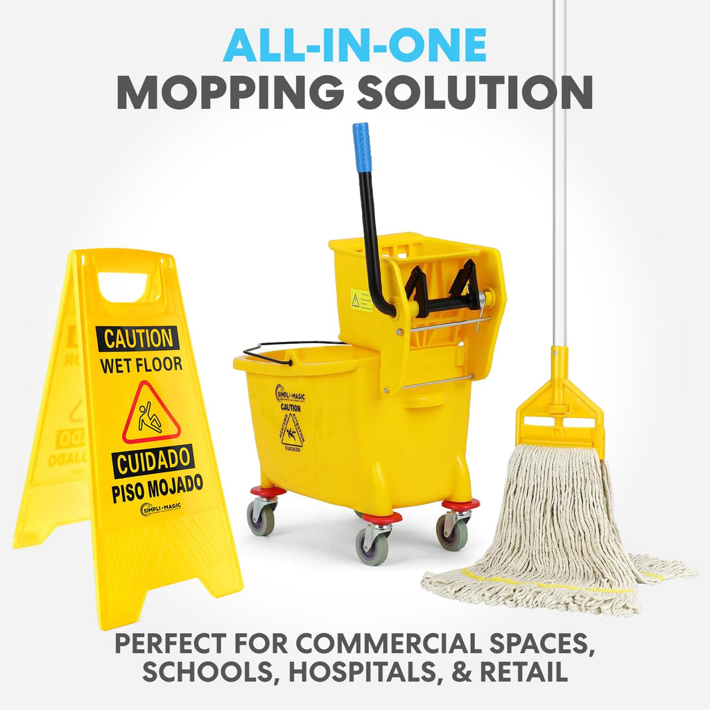 Yellow 35 Quart Commercial Mop Bucket on Wheels S368