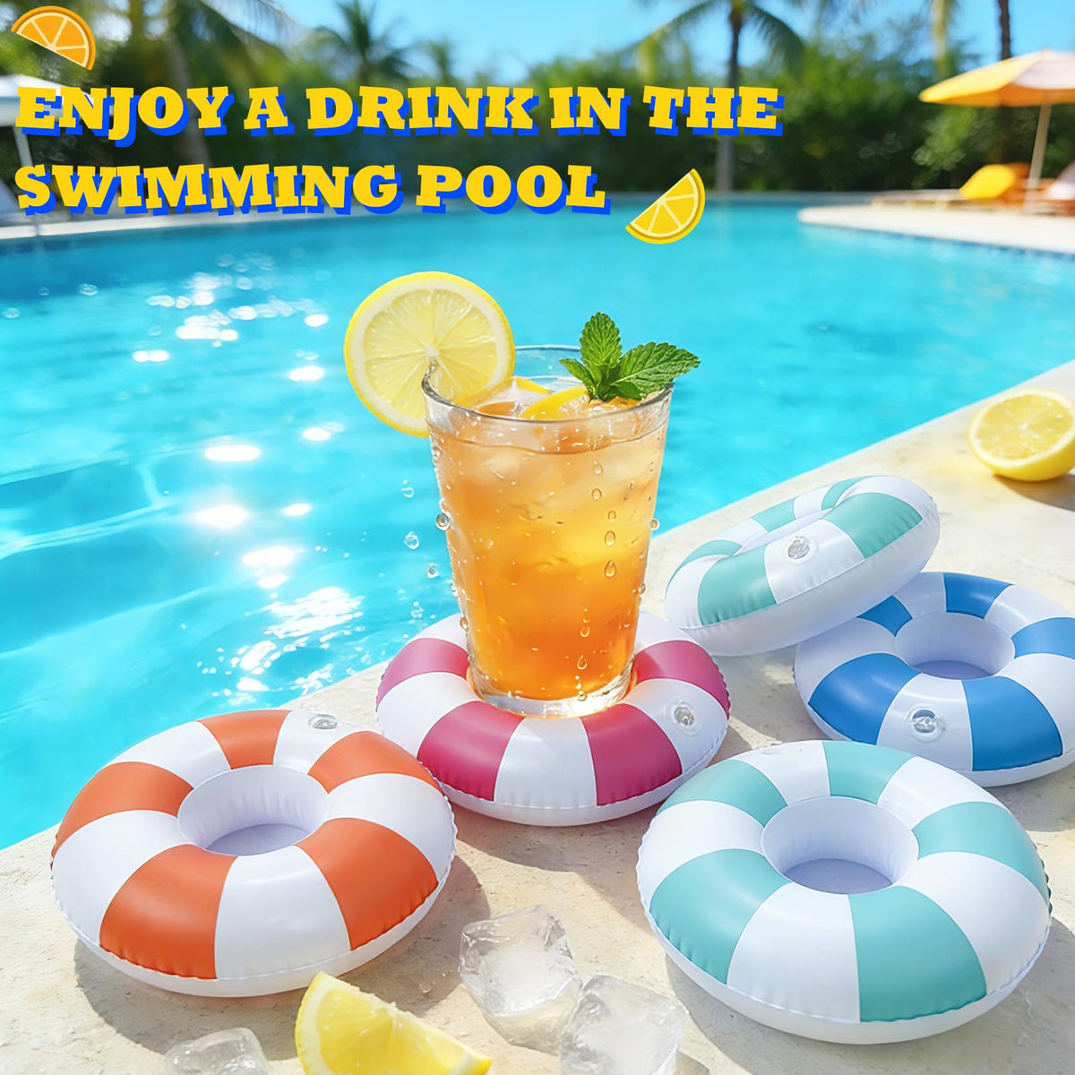 Stripe 4 Pack Inflatable Drink Holder S733682