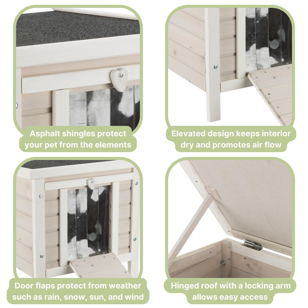 Weatherproof Cat House with Raised Floor and Asphalt Roof Z48949