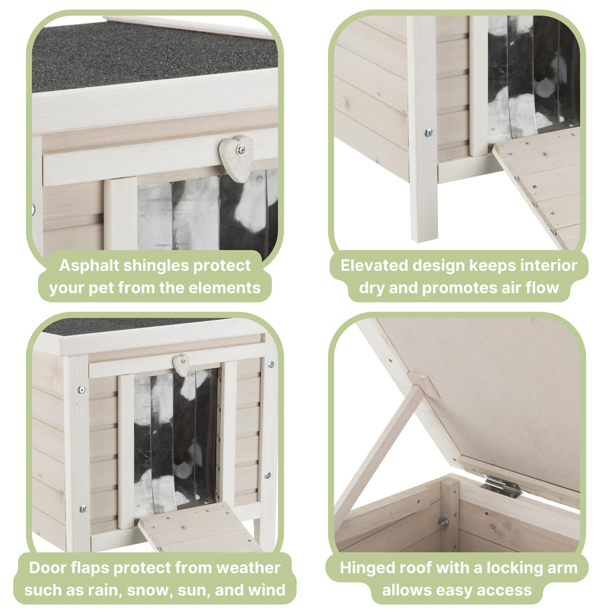 Weatherproof Cat House with Raised Floor and Asphalt Roof Z48949