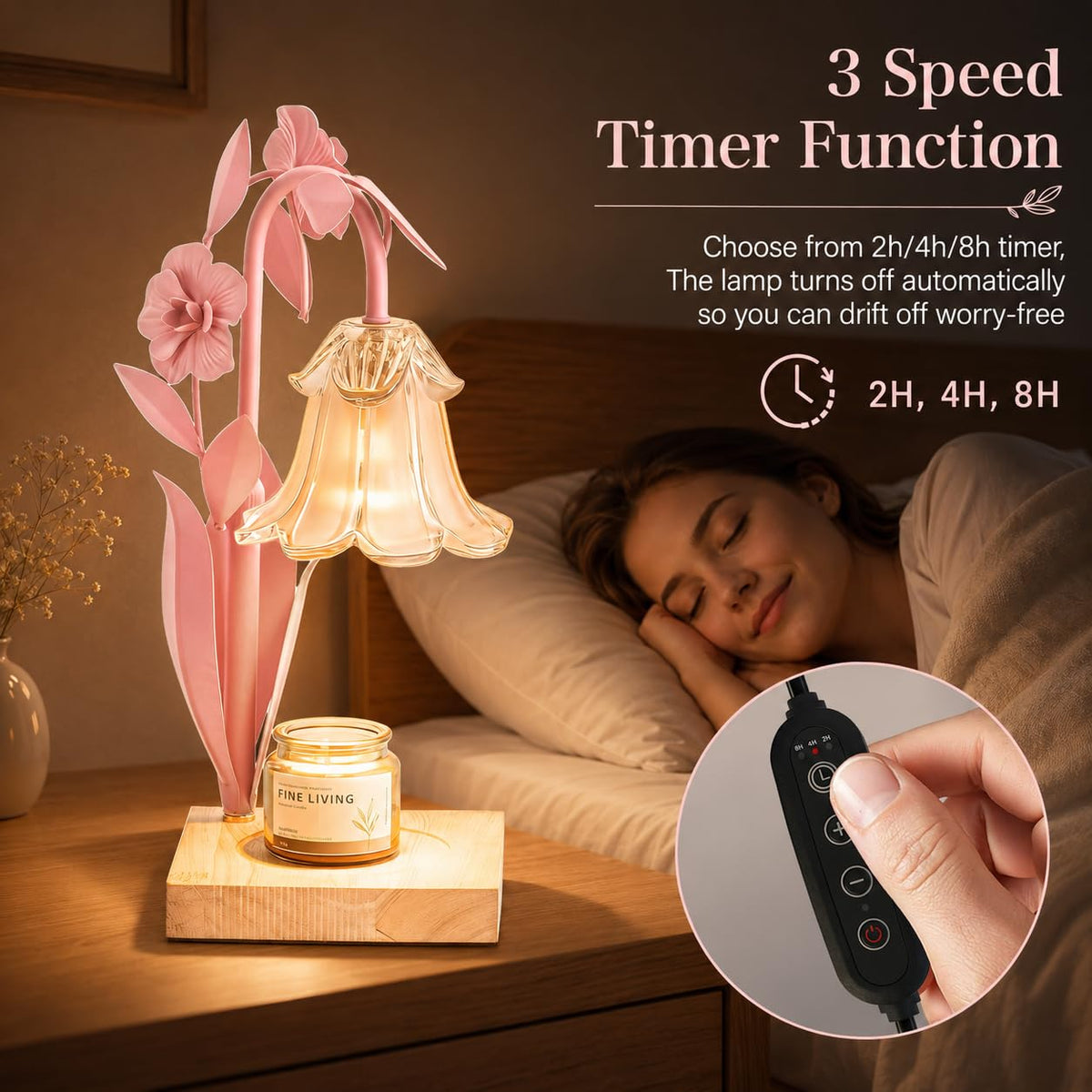 Pink Dimmable Candle Warmer Lamp with Timer L5898