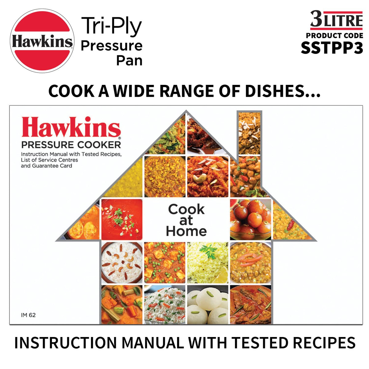 3 Litre Tri-Ply Stainless Steel Pressure Cooker G366434