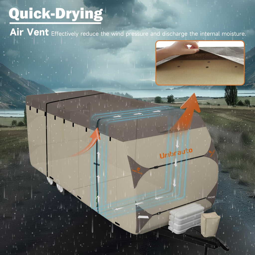 14' ~ 16' Waterproof Windproof Heavy Duty Travel Trailer RV Cover F9939
