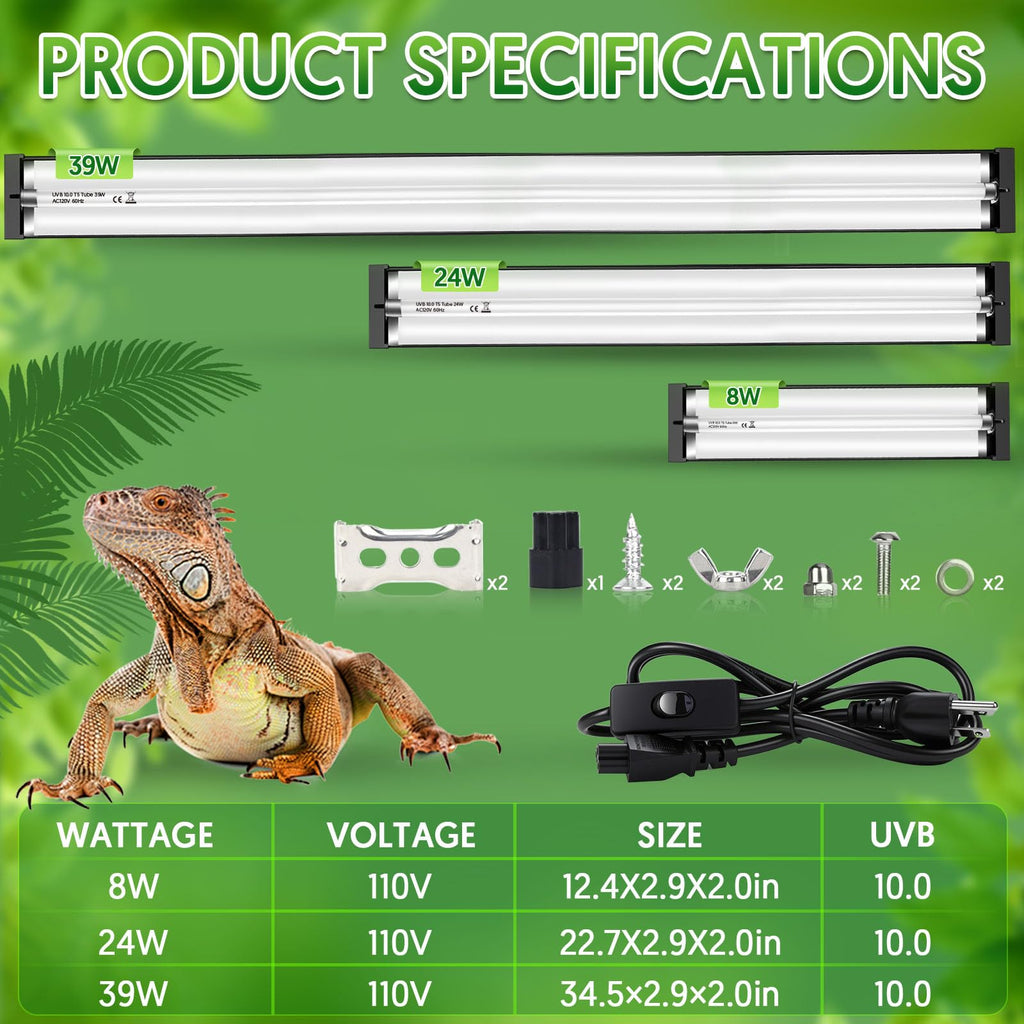 8W UVB Reptile Light Fixture Combo Kit P4110